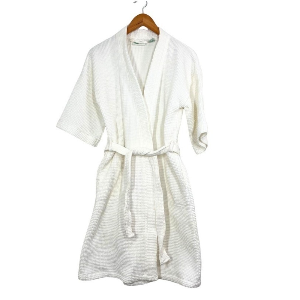 Cypress White Waffle Knit Cotton Spa Robe Womens Medium‎ Turkish Cotton Kimono